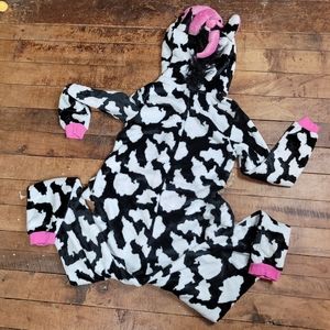 Cow Suit Sz small Black White Pink